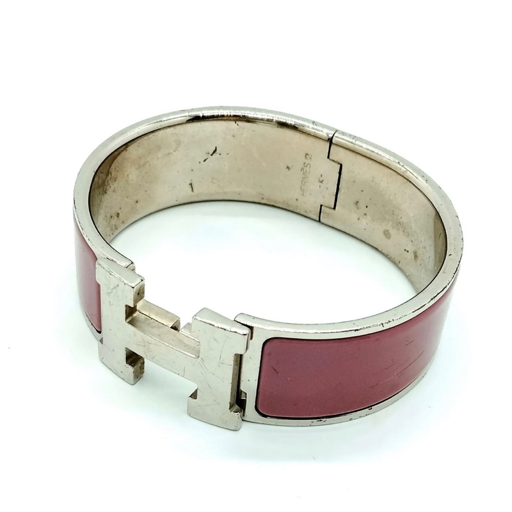 Hermes purple and silver clic clac bangle